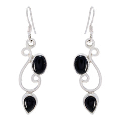 Alina Black Dainty Dangle Earrings for Everyday Elegance Black Onyx Black Dangle