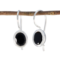 Mei Black Dainty Solitaire Earrings for Everyday Glam Black Onyx Black Dangle
