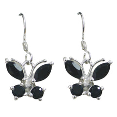 Emi Black Dangle Earrings with Butterfly Design