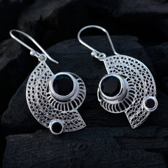 Giulia Black Dangle Earrings India - Elegant Silver Design