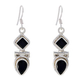 Laura Black Dangle Earrings India - Chic Silver Design Black Onyx Black Dangle