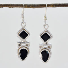 Laura Black Dangle Earrings India - Chic Silver Design
