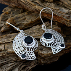 Giulia Black Dangle Earrings India - Elegant Silver Design