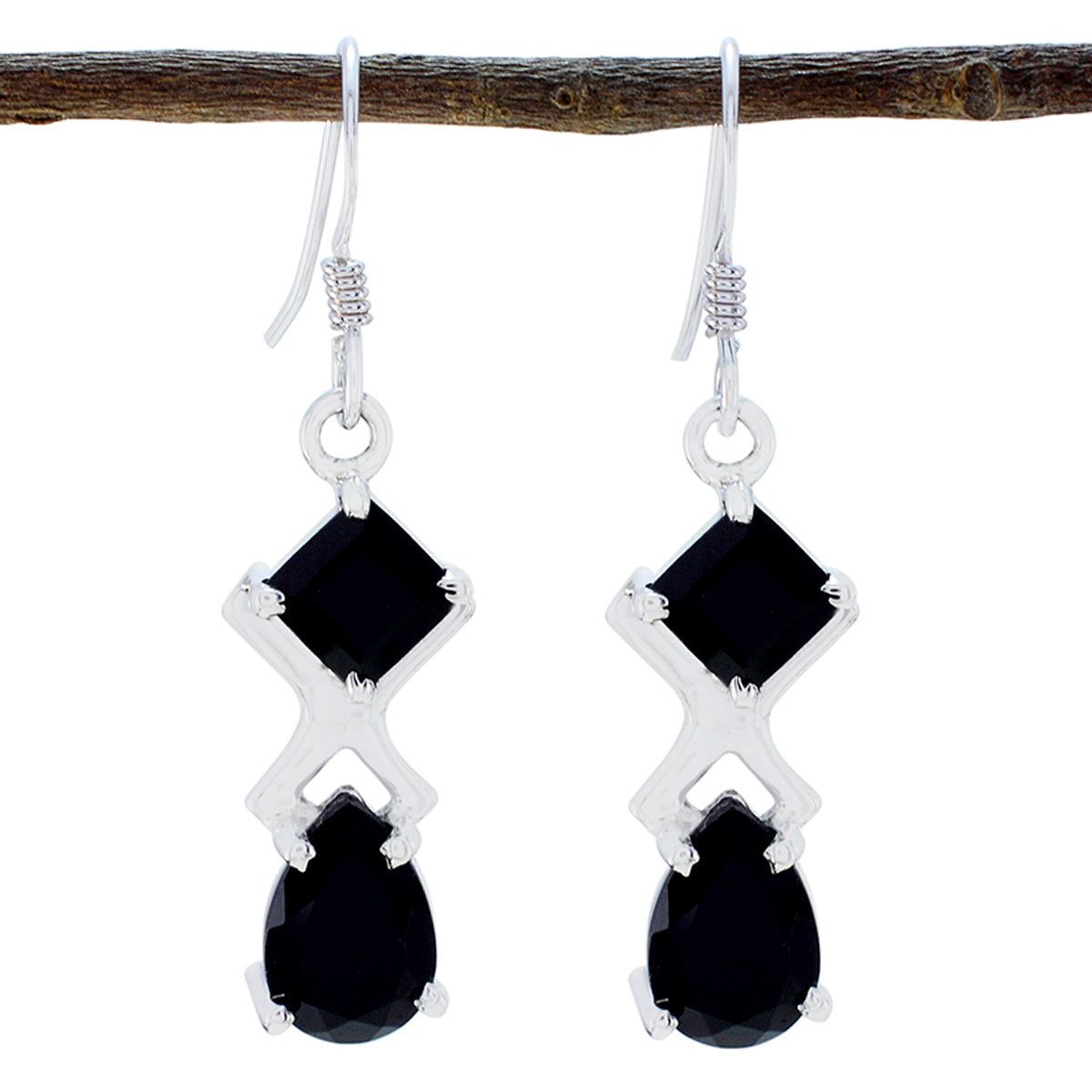Rosa Black Dangle Earrings with Elegant Design Black Onyx Black Dangle
