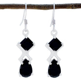 Rosa Black Dangle Earrings with Elegant Design Black Onyx Black Dangle