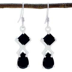 Rosa Black Dangle Earrings with Elegant Design Black Onyx Black Dangle