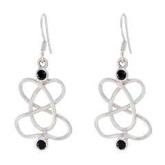 Eun-ji Black Dangle Earrings with Elegant Design Black Onyx Black Dangle