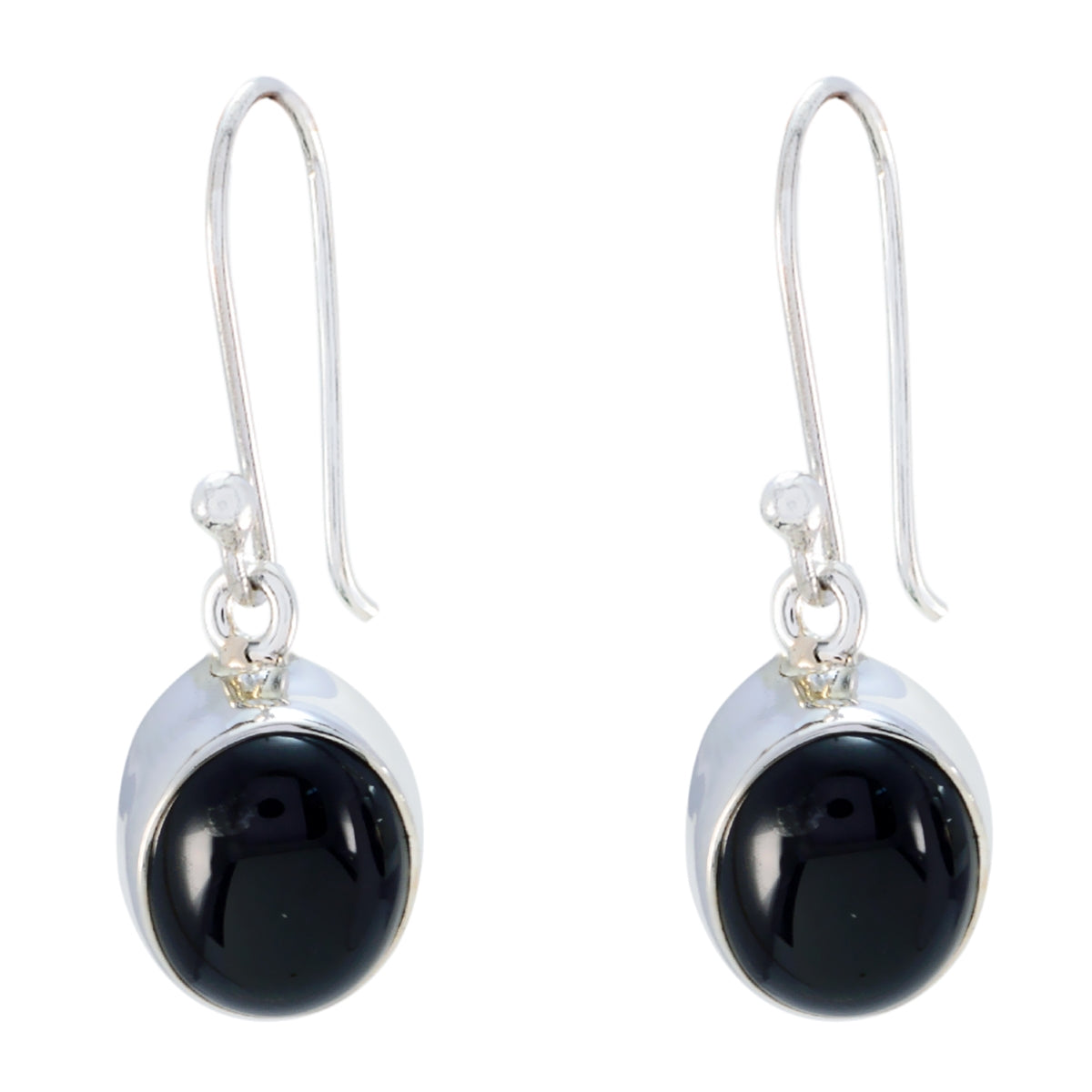 Camila Black Dangle Earrings in Silver Setting Black Onyx Black Dangle