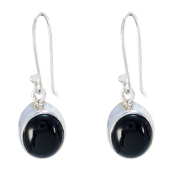 Camila Black Dangle Earrings in Silver Setting Black Onyx Black Dangle