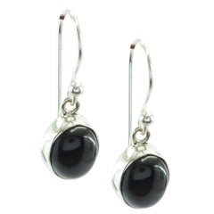 Camila Black Dangle Earrings in Silver Setting