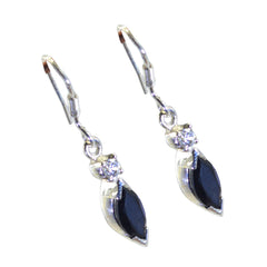 Ha-eun Black Dangle Earrings with Silver Detail