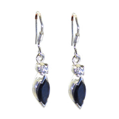 Ha-eun Black Dangle Earrings with Silver Detail Black Onyx Black Dangle