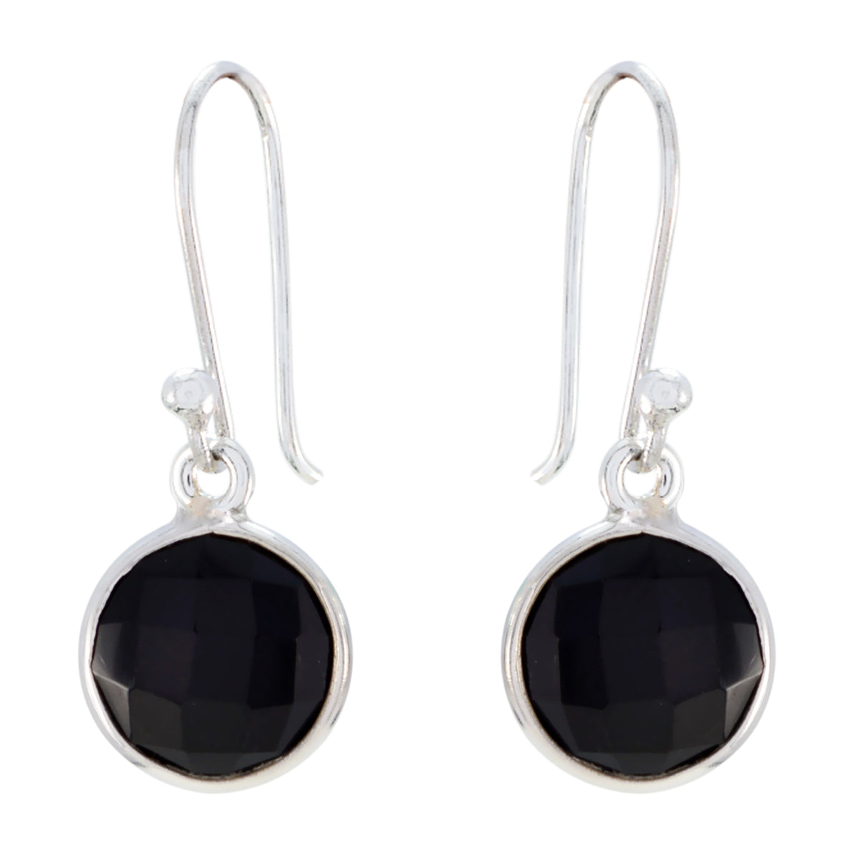 Harper Black Dangle Earrings with Silver Accents Black Onyx Black Dangle