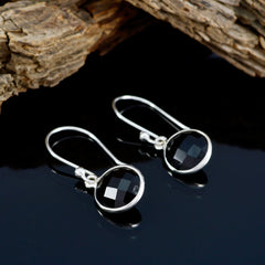 Harper Black Dangle Earrings with Silver Accents