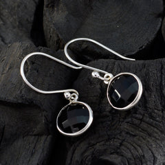 Harper Black Dangle Earrings with Silver Accents