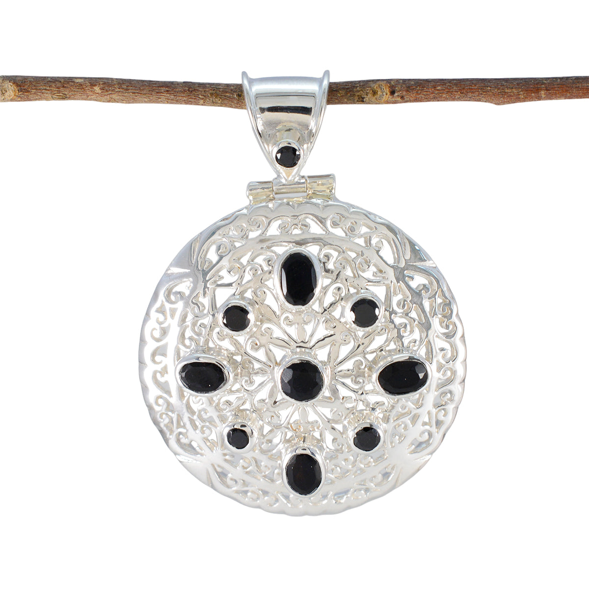 Abigail Black Filigree Statement Pendant Black Onyx Black Black