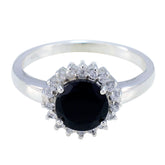 Araya Elegant Black Halo Ring for Women with Silver Band Black Onyx Black