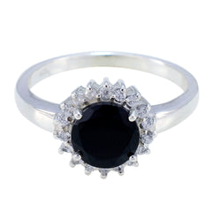 Araya Elegant Black Halo Ring for Women with Silver Band Black Onyx Black