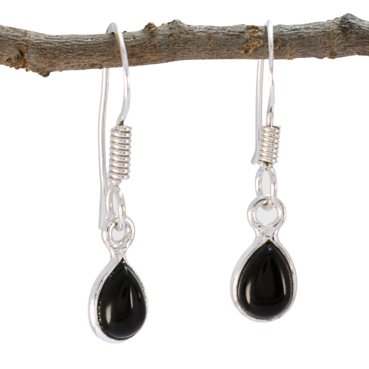 Teresa Black Minimalist Dangle Earrings for Everyday Wear Black Onyx Black Dangle
