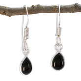 Teresa Black Minimalist Dangle Earrings for Everyday Wear Black Onyx Black Dangle
