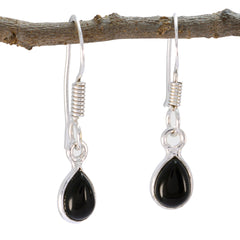Teresa Black Minimalist Dangle Earrings for Everyday Wear Black Onyx Black Dangle