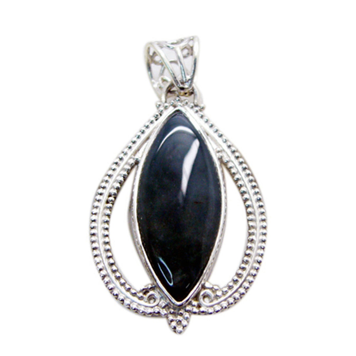 Alejandra Black Rope-Wire Pendant with Gemstone Detail Black Onyx Black Black