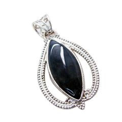 Alejandra Black Rope-Wire Pendant with Gemstone Detail