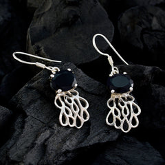 Lucy Black Solitaire Dangle Earrings for Glam Style