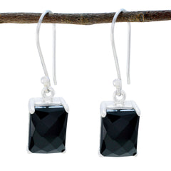 Inès Black Solitaire Dangle Earrings for Everyday Glam Black Onyx Black Dangle