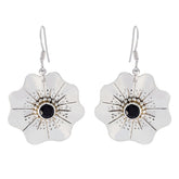 Aaliyah Black Solitaire Dangle Earrings - Chic Floral Design Black Onyx Black Dangle
