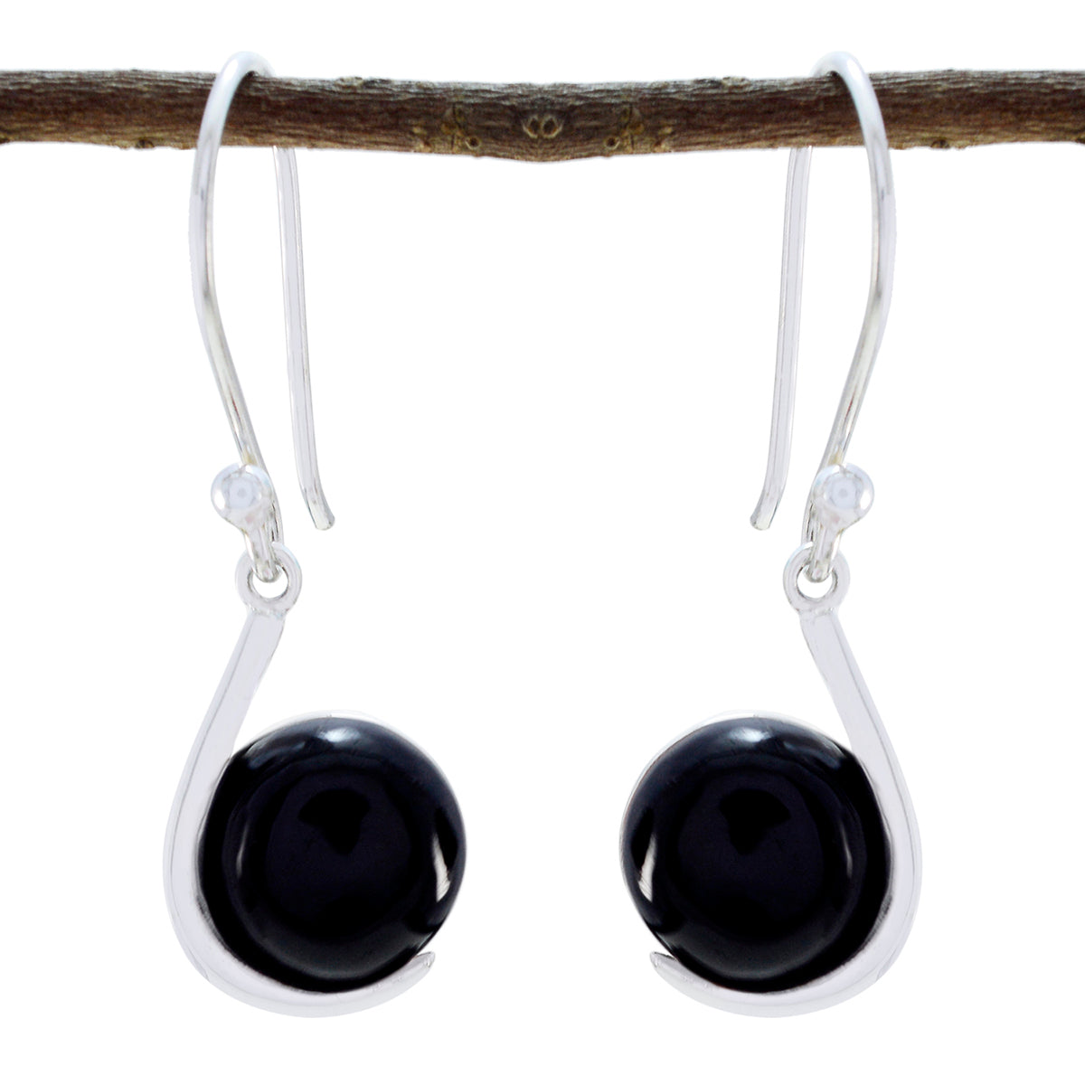 Emilia Black Solitaire Dangle Earrings for Glam Looks Black Onyx Black Dangle