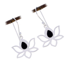 Olivia Black Solitaire Dangle Earrings - Chic Lotus Design