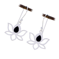 Olivia Black Solitaire Dangle Earrings - Chic Lotus Design