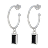 Savannah Black Solitaire Dangle Earrings for Glam Style Black Onyx Black Dangle