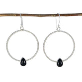 Eva Black Solitaire Dangle Earrings for Daily Glam Black Onyx Black Dangle