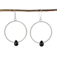 Eva Black Solitaire Dangle Earrings for Daily Glam Black Onyx Black Dangle