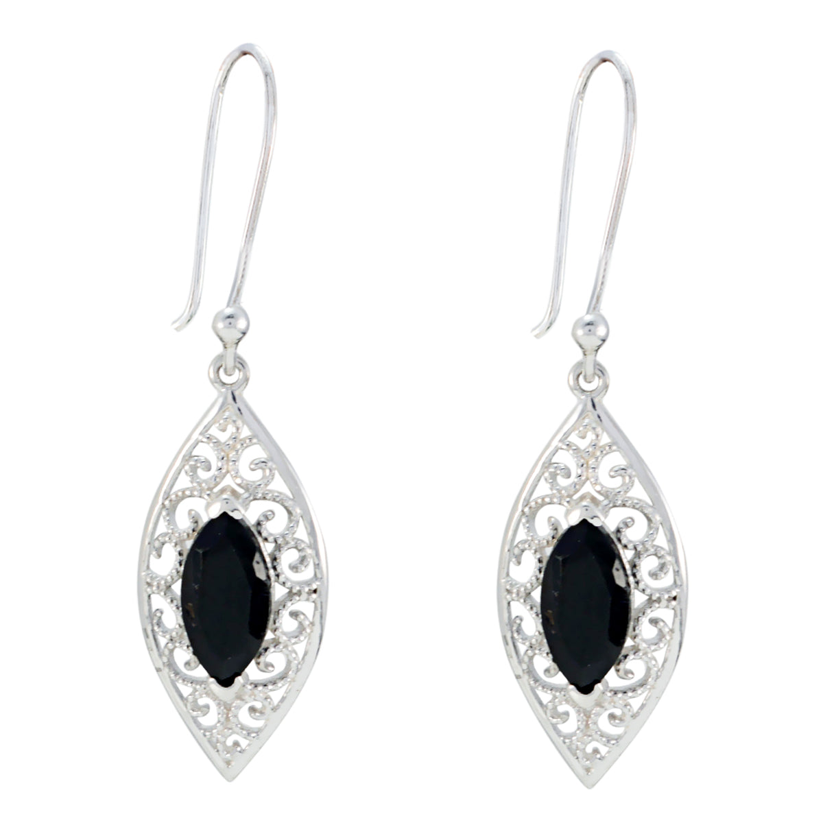 Luna Black Solitaire Dangle Earrings for Everyday Glam Black Onyx Black Dangle