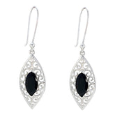 Luna Black Solitaire Dangle Earrings for Everyday Glam Black Onyx Black Dangle