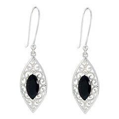 Luna Black Solitaire Dangle Earrings for Everyday Glam Black Onyx Black Dangle
