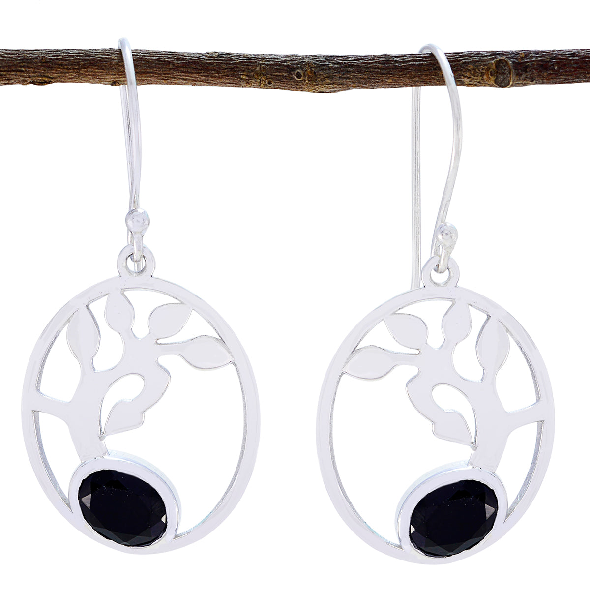 Scarlett Black Solitaire Dangle Earrings - Elegant Style Black Onyx Black Dangle