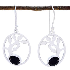 Scarlett Black Solitaire Dangle Earrings - Elegant Style Black Onyx Black Dangle