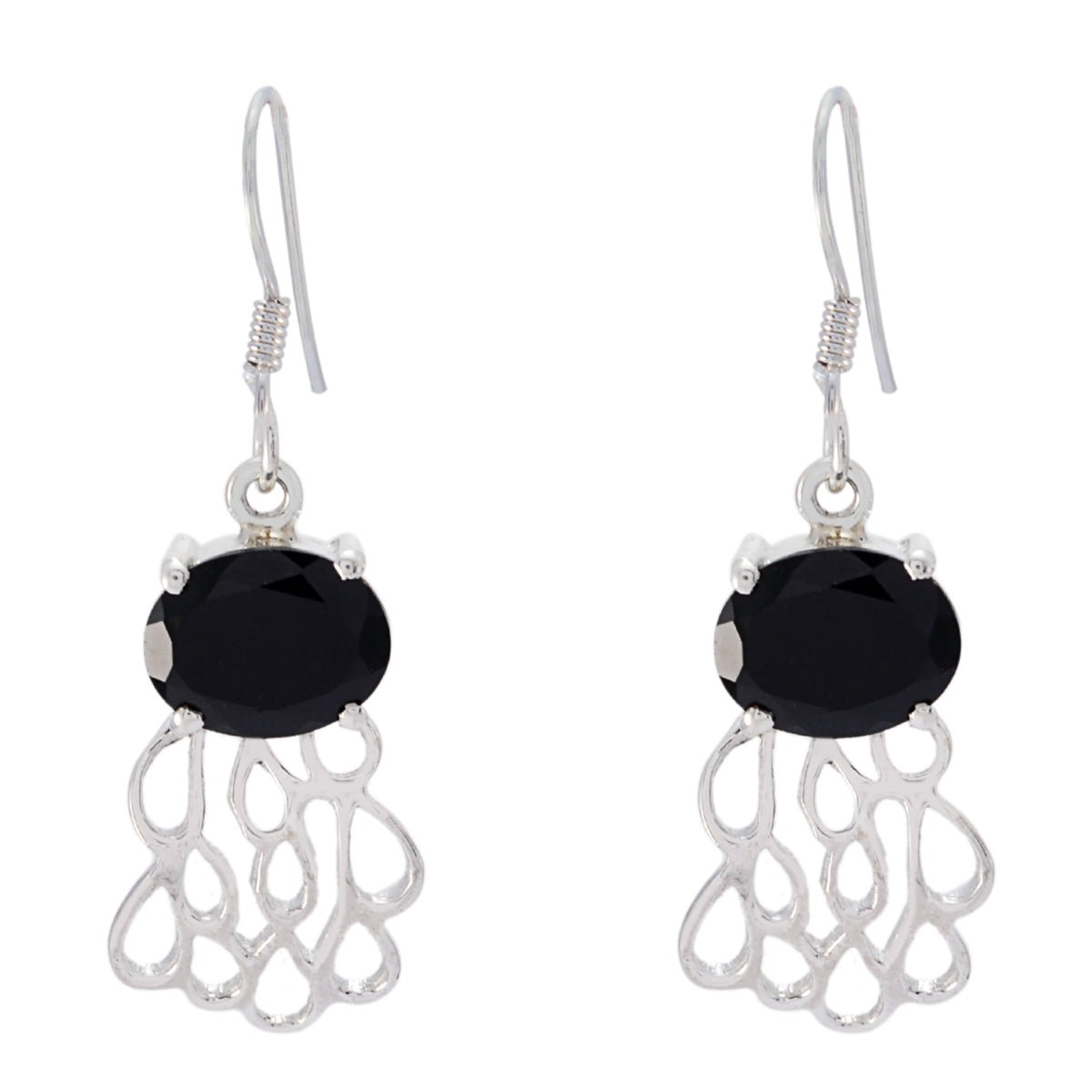 Lucy Black Solitaire Dangle Earrings for Glam Style Black Onyx Black Dangle