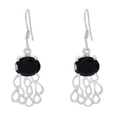 Lucy Black Solitaire Dangle Earrings for Glam Style Black Onyx Black Dangle