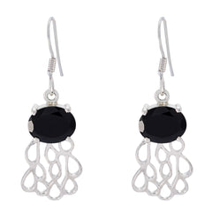 Lucy Black Solitaire Dangle Earrings for Glam Style Black Onyx Black Dangle