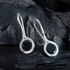 Hannah Black Solitaire Dangle Earrings - Elegant & Chic