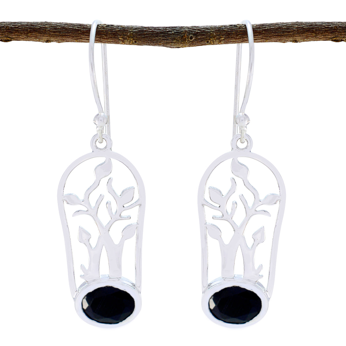 Pauline Black Solitaire Dangle Earrings for Chic Style Black Onyx Black Dangle
