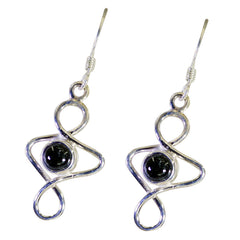 Ellie Black Solitaire Dangle Earrings in Silver