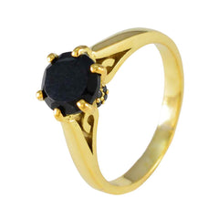 Abigail Black Solitaire Ring for Women - Elegant Gold Design