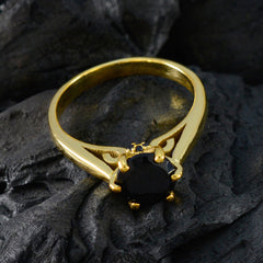 Abigail Black Solitaire Ring for Women - Elegant Gold Design
