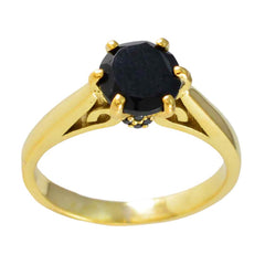 Abigail Black Solitaire Ring for Women - Elegant Gold Design